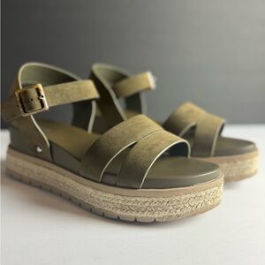 MIA Opel Wedge Olive Green Platform Sandals